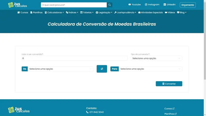 Calculadora de Conversão de Moedas Brasileiras